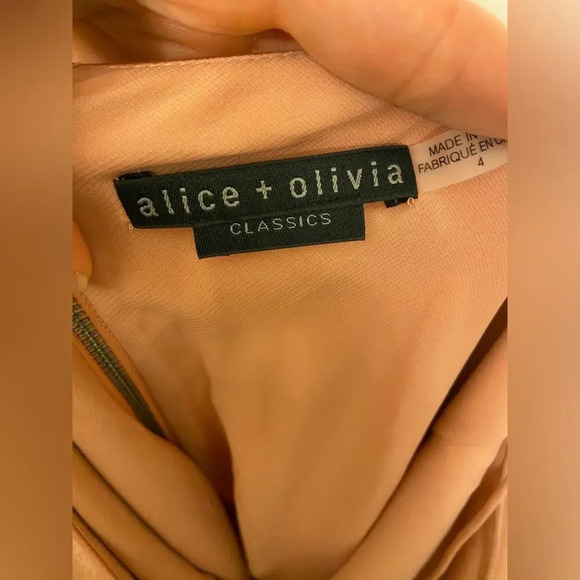 Alice + Olivia Harmony Draped Satin Crepe Mini Dress Rose Size 4 - Picture 7 of 7